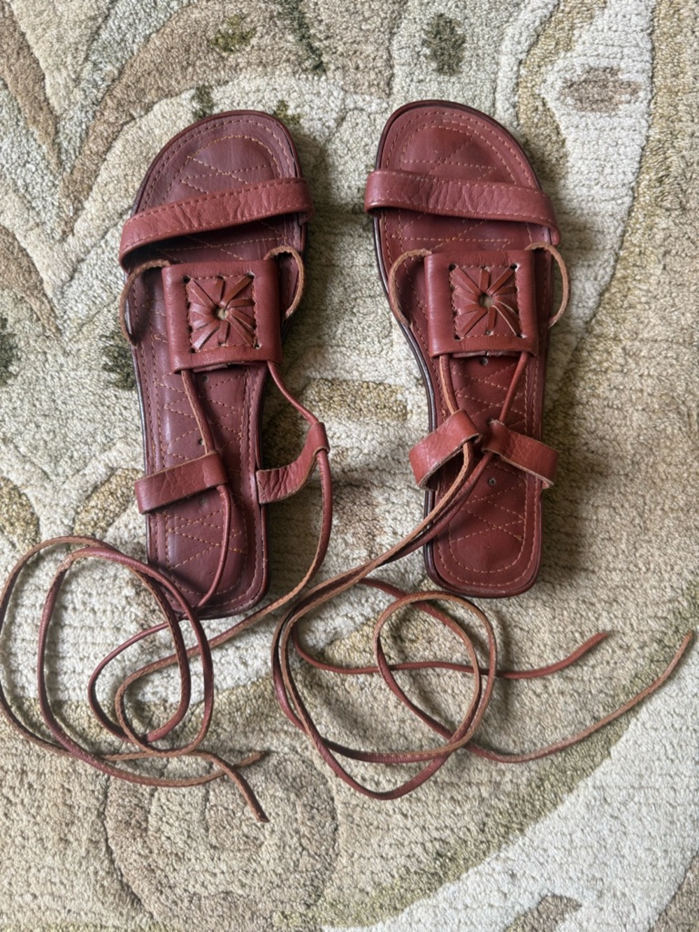 Mexican Leather Tie-up Ankle Sandals